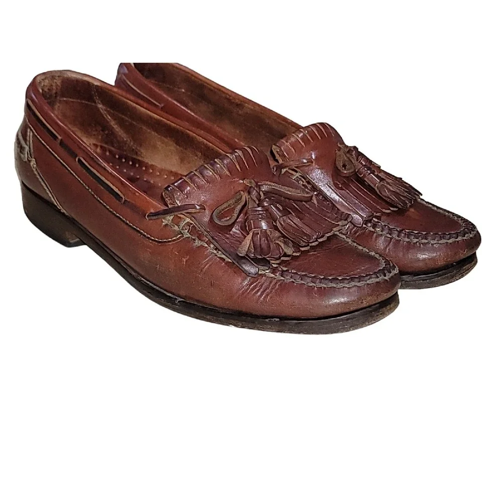 Vintage Cole Haan Men's Brown Tassel Loafers Leather Hand Sewn Sz 8.5 M‎